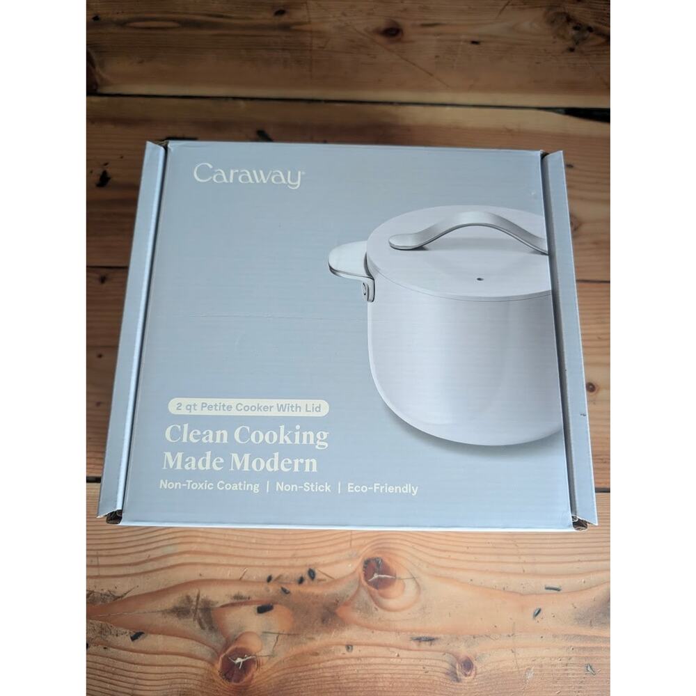 Caraway Petite Cooker with Lid- 2 Qt Ceramic Coated Pot - Non stick Non toxic